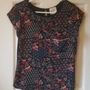Willow Floral Print Blouse, Short sleeved, Sz Sm
